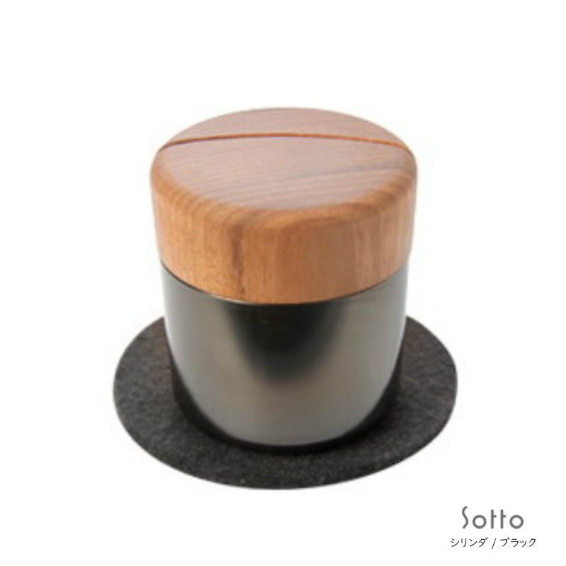 メモリアルポットとフォトフレームが一緒になった、Sottoシリーズミニ骨壷　ピクチュアリ シリンダ　ブラック