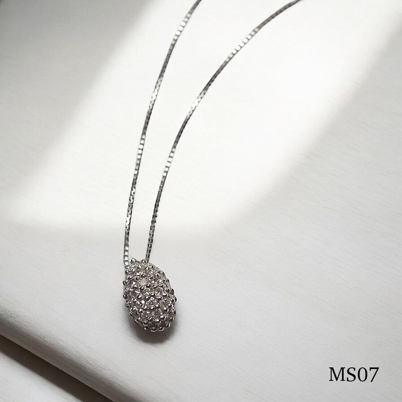 【MS07/K10WG】 遺骨ペンダント・完全防水 メモリアルジュエリーMS07 素材：10Kホワイトゴールド/ダイヤモンド29個パヴェデザイン ＊チェーン選択式別売