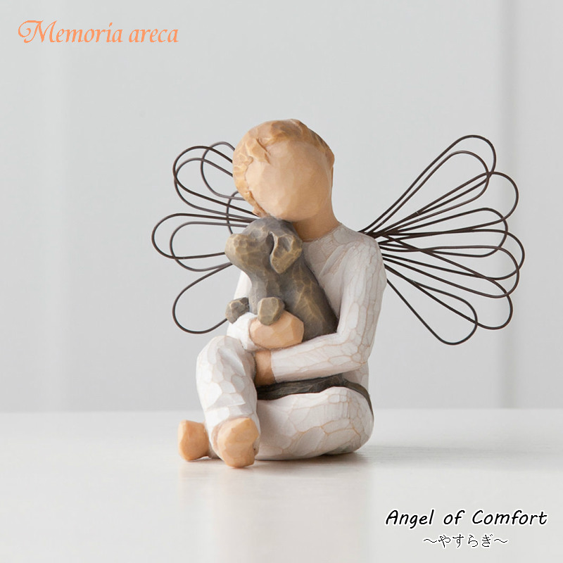 メモリアルオブジェ　【Angel of Comfort】 - 安らぎ‐　犬　Willow Tree ウィローツリー　【ペット骨壷,遺骨ペンダント,ペット仏壇と共に】