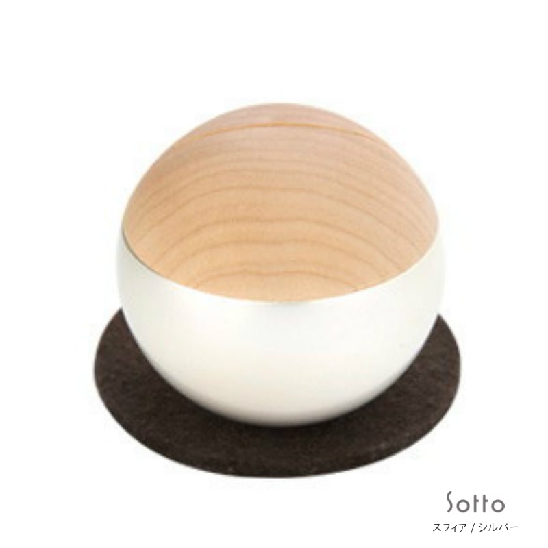メモリアルポットとフォトフレームが一緒になった、Sottoシリーズミニ骨壷 ピクチュアリ スフィア　シルバー