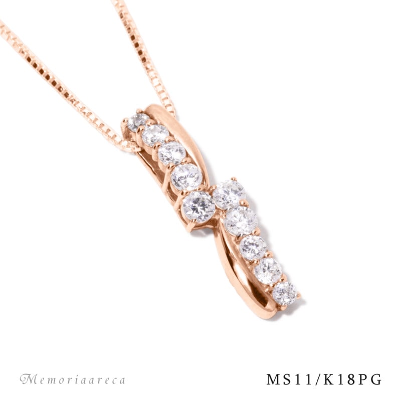 【MS11/K18PG】 遺骨ペンダント・完全防水 メモリアルジュエリーMS11 素材：18Kピンクゴールド/ダイヤモンド10石（計0.52ct） ＊チェーン選択式別売