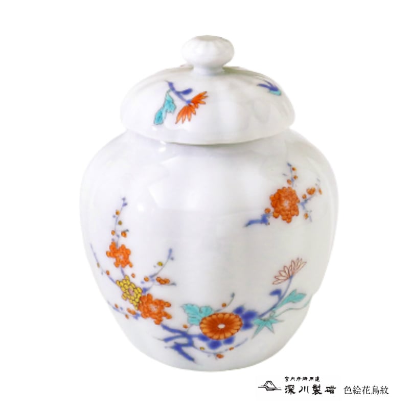 深川製磁ミニ骨壷 【色絵花鳥紋】桐箱・納骨袋・オリジナル名入れシール付属　宮内庁御用達老舗ブランドが仕上げた気品溢れる手元供養用骨壷