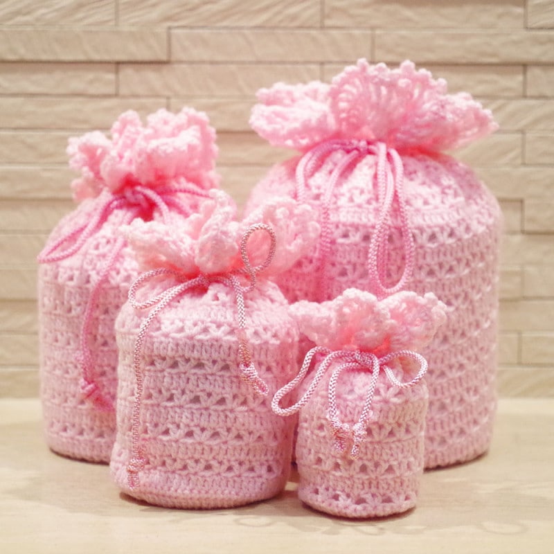 やさしい骨壷カバー　Pink　ピンク系　手作りのぬくもりある骨壷カバー（サイズ2寸用から5寸用）