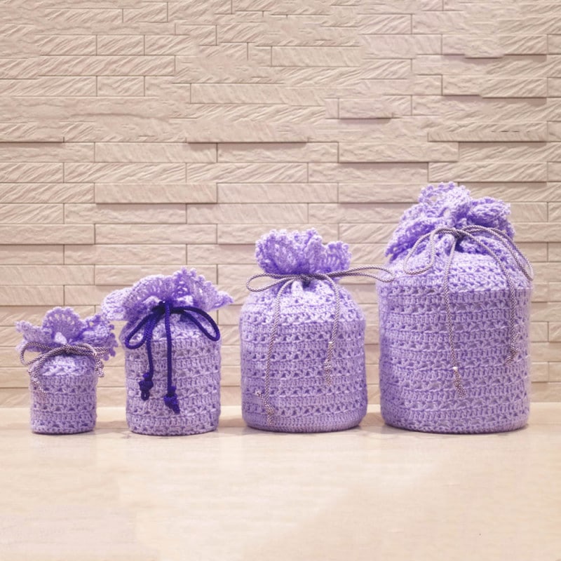 やさしい骨壷カバー　Purple　パープル系　手作りのぬくもりある骨壷カバー（サイズ2寸から5寸）