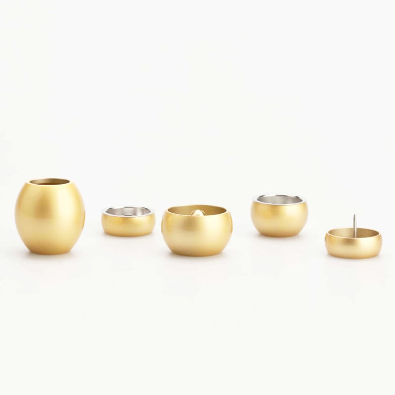 コンパクトな仏具セット５具足　ミニまる５点セット　カラー：ゴールド