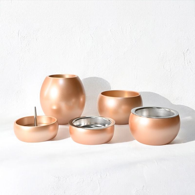コンパクトな仏具セット５具足　ミニまる５点セット　カラー：ピンクゴールド