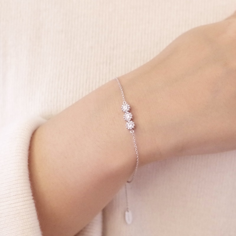 【MB03/Pt900】メモリアルブレスレット 完全防水樹脂埋封ジュエリー プラチナ×誕生石3mm×３石