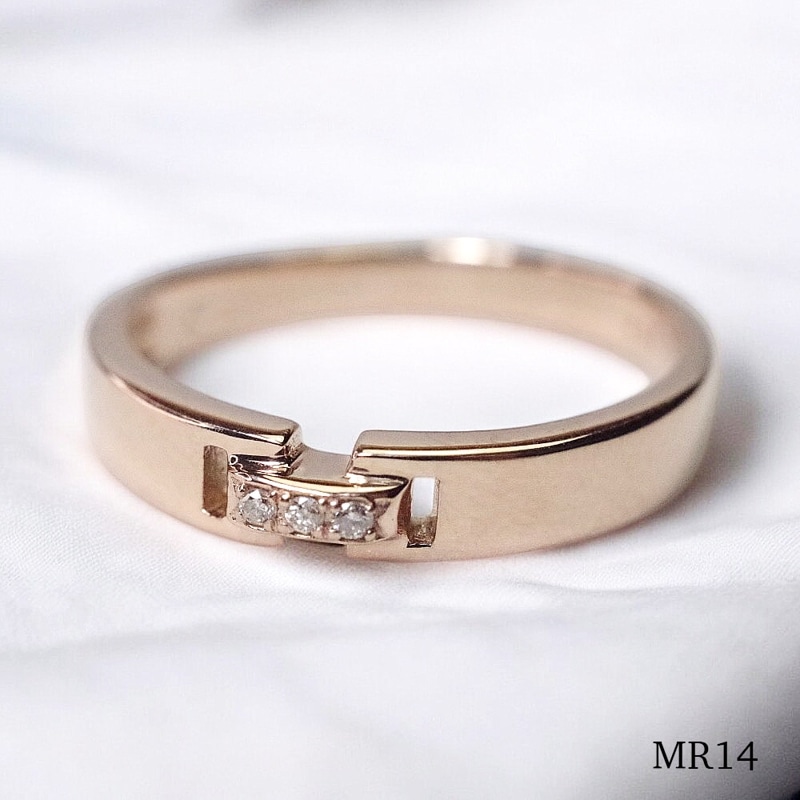 【MR14/ピンクゴールド】メモリアルリングMR14 地金：K10PG or K18PG ×ダイヤモンド　～遺骨リング ,完全防水の指輪～