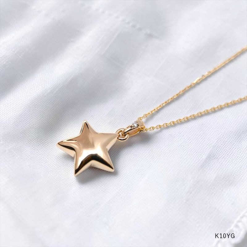 ソウルジュエリー [遺骨を入れるアクセサリー]　スター 星 K10YG ゴールド×ダイヤモンド(誕生石での製作可）50cmチェーン付