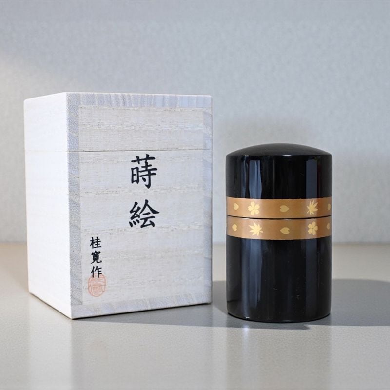 分骨ミニ骨壷(骨壺) 木製本漆 蒔絵 帯春秋