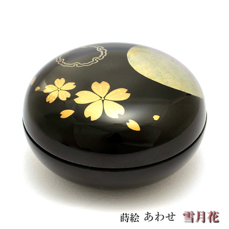 本漆のミニ骨壺 蒔絵・あわせ [雪月花]