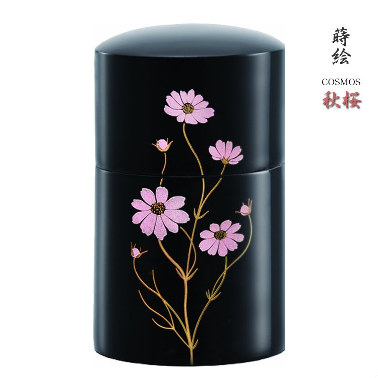 分骨ミニ骨壷(骨壺) 木製本漆 蒔絵 コスモス