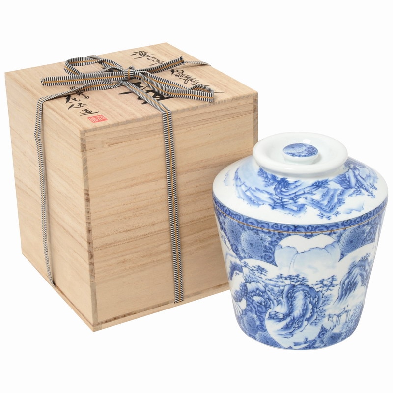 明治伊万里 有田焼インテリア寿壷（骨壷） 雪月花（せつげつか）　7寸