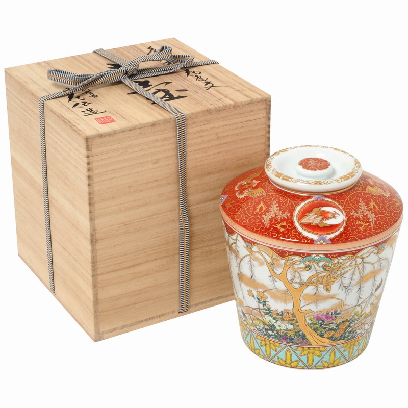 明治伊万里 有田焼インテリア寿壷（骨壷） 柳（やなぎ）　7寸