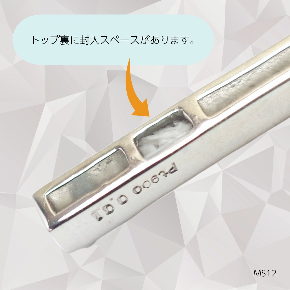 【MS12/K10PG】  樹脂埋封セミオーダー遺骨ペンダントMS12 素材：10Kピンクゴールド　2.5ｍｍのダイヤモンドまたは誕生石 ＊チェーン選択式別売