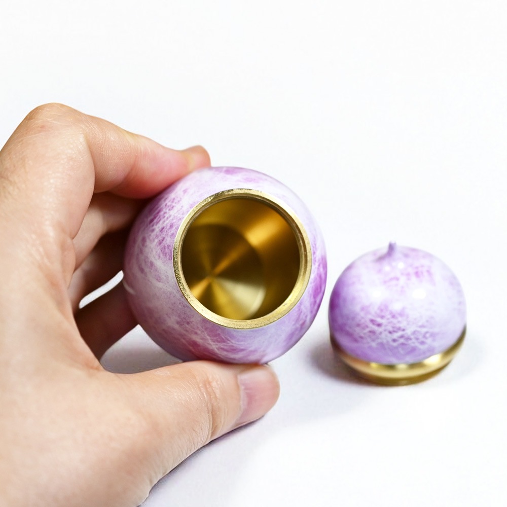 【手元供養】 金属製ミニ骨壷SHIN　スミレ ～安心に高岡仏具 made in japan～