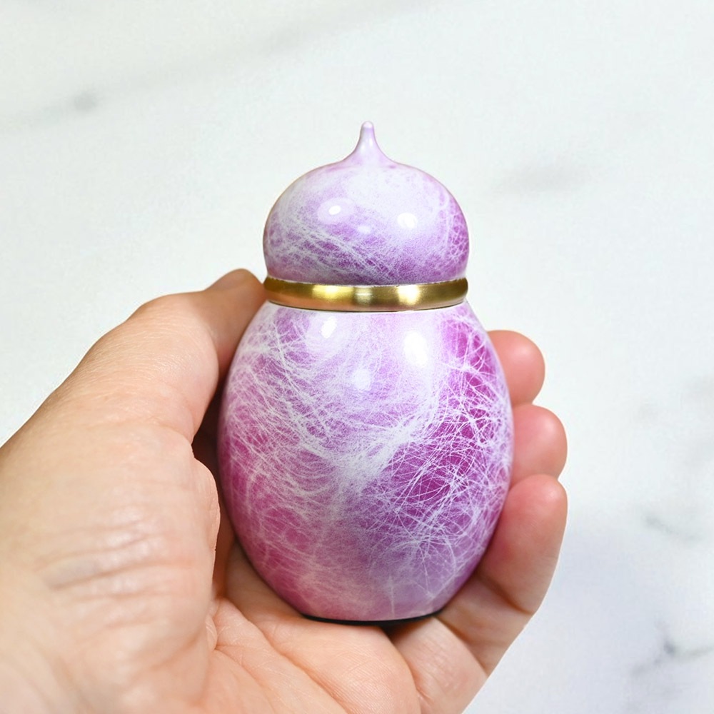 【手元供養】 金属製ミニ骨壷SHIN　スミレ ～安心に高岡仏具 made in japan～