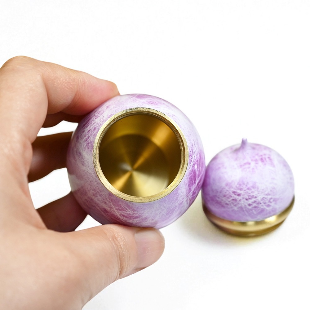【手元供養】 金属製ミニ骨壷SHIN　スミレ ～安心に高岡仏具 made in japan～