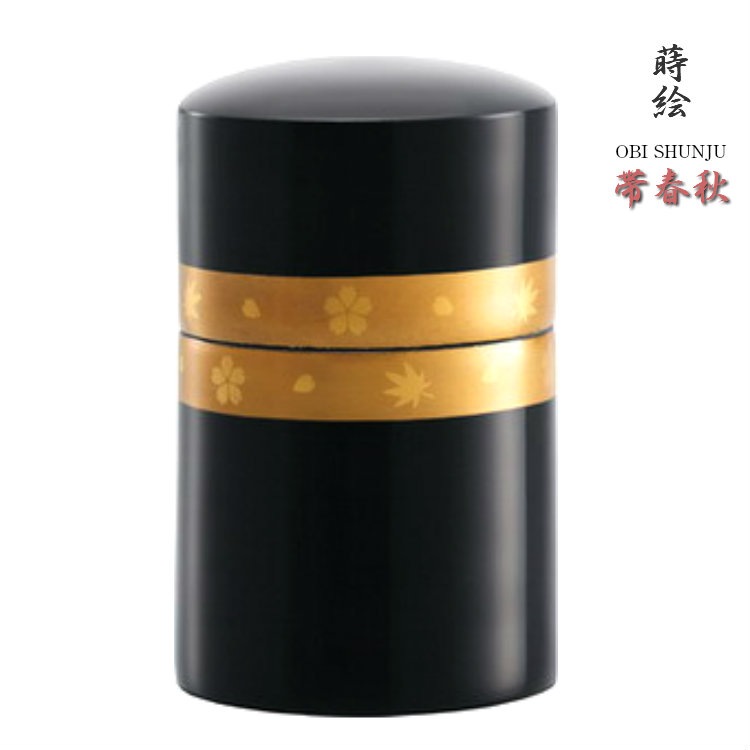 分骨ミニ骨壷(骨壺) 木製本漆 蒔絵 帯春秋