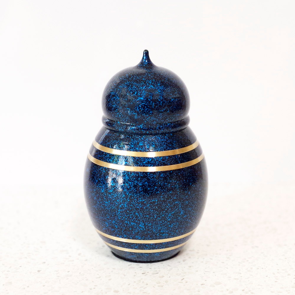 【手元供養】 金属製ミニ骨壷SHIN　ブルー  ～安心に高岡仏具 made in japan～