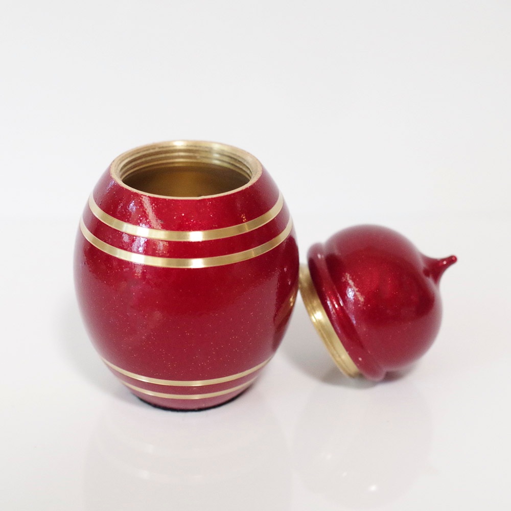 【手元供養】 金属製ミニ骨壷SHIN　レッド ～安心に高岡仏具 made in japan～