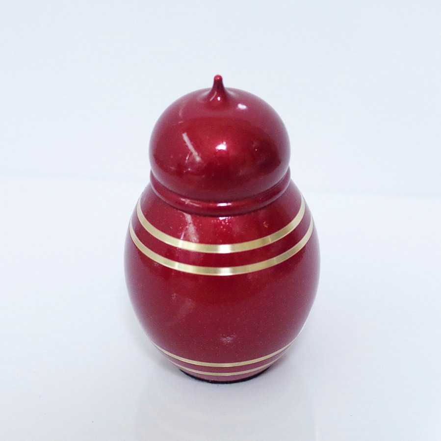 【手元供養】 金属製ミニ骨壷SHIN　レッド ～安心に高岡仏具 made in japan～