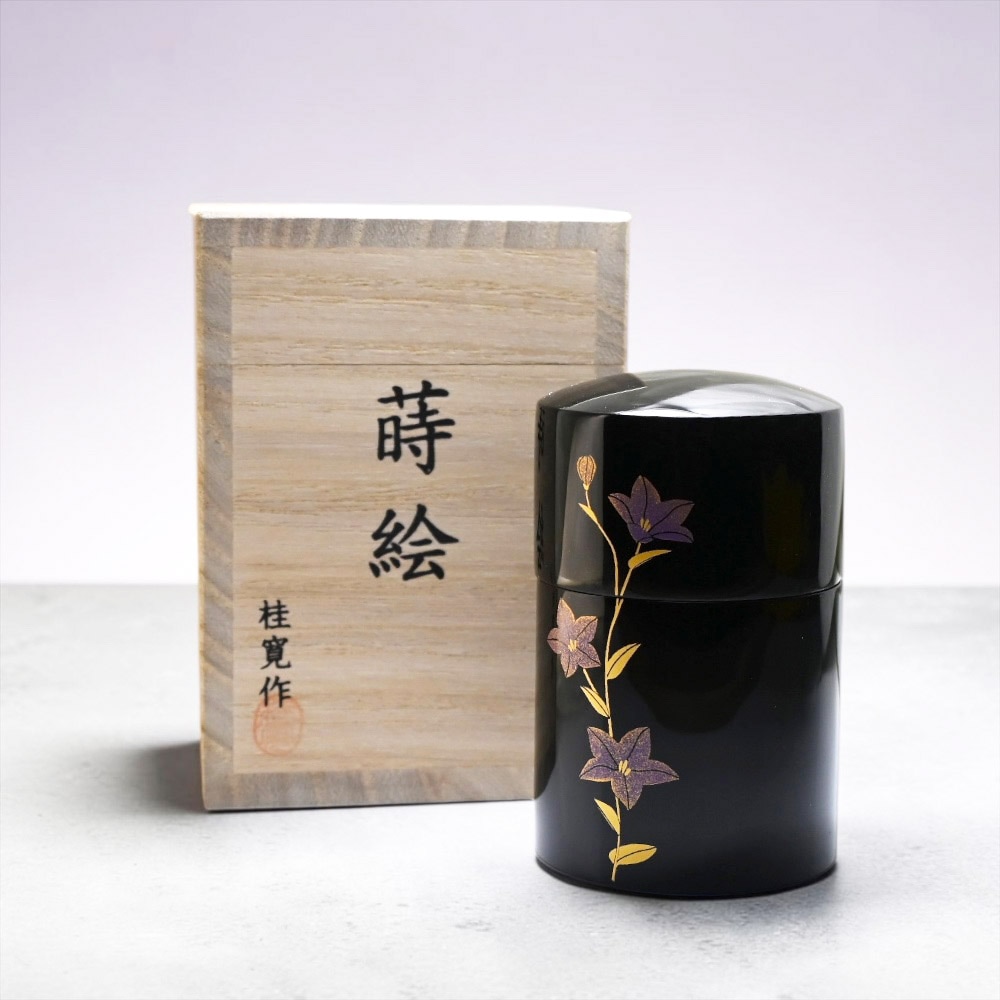 分骨ミニ骨壷(骨壺) 木製本漆 蒔絵　ききょう
