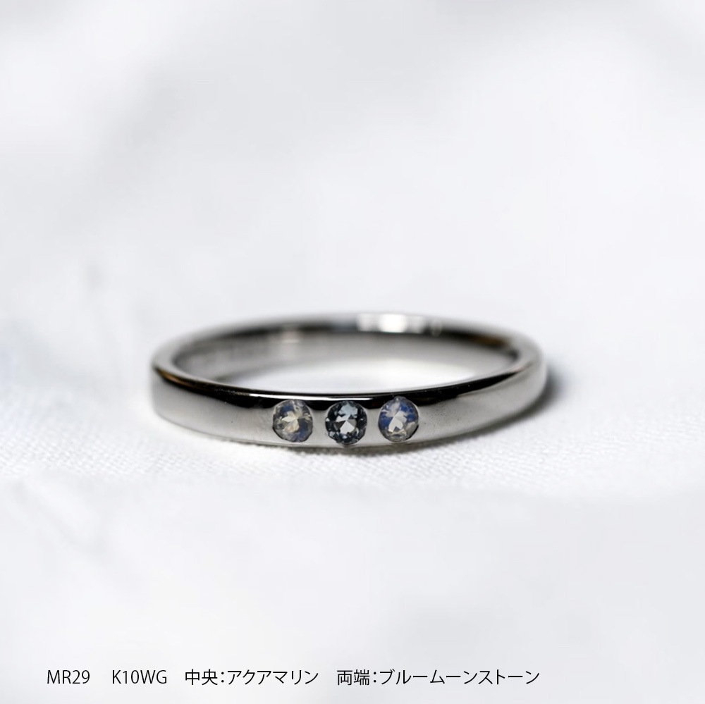 【MR29/Pt900 プラチナ】 2mmの宝石3石 セミオーダーメモリアルリング　指輪,遺骨リング