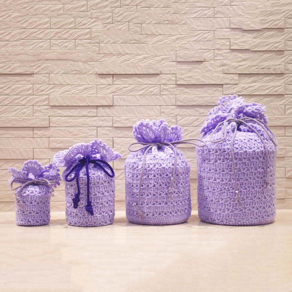 骨壷セット 7寸 骨壷 覆い袋 オーガンジー リボン パープル 虹輝