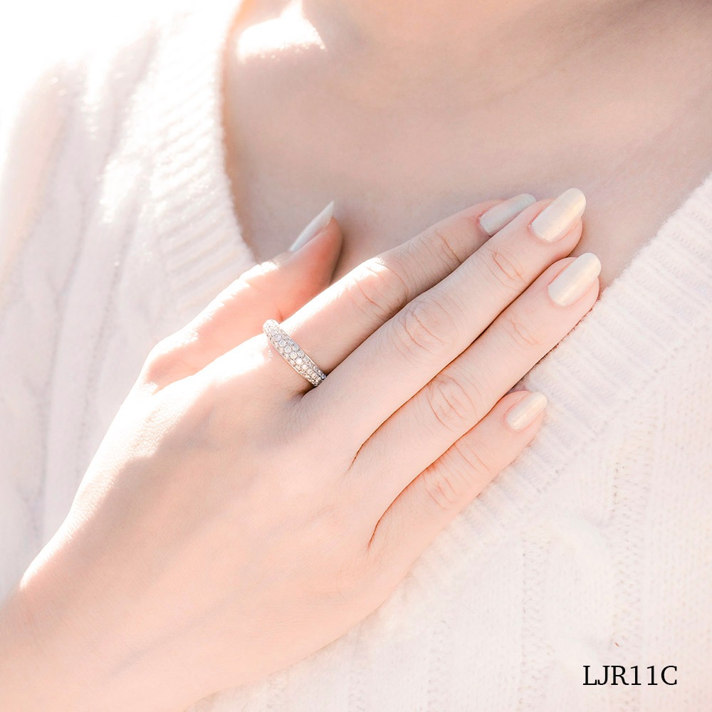 LJR11C (ダイヤモンドパヴェ）　［素材：K18YG］　[完全防水セミオーダージュエリー]  遺骨リング,指輪,メモリアルリング