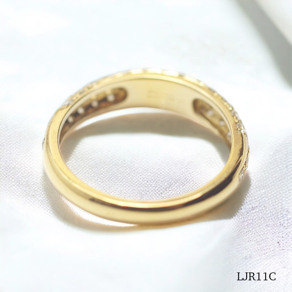 LJR11C (ダイヤモンドパヴェ）　［素材：K18YG］　[完全防水セミオーダージュエリー]  遺骨リング,指輪,メモリアルリング