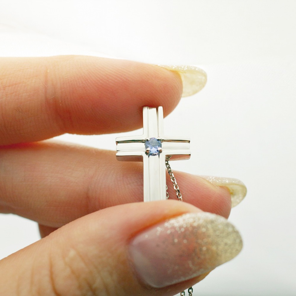 LG CROSS-02 クロス　K18YG (K18PGも可) 3mmの誕生石 [遺骨ペンダント・樹脂タイプ完全防水]   ※本店限定取扱商品