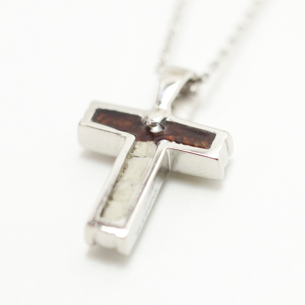 LG CROSS-02 クロス　K18YG (K18PGも可) 3mmの誕生石 [遺骨ペンダント・樹脂タイプ完全防水]   ※本店限定取扱商品