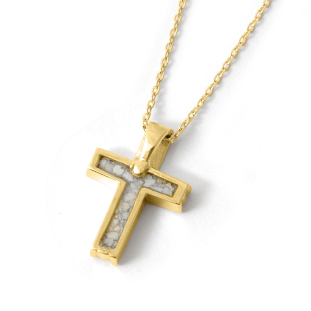 LG CROSS-03 クロス　K18YG (K18PGも可) 3mmの誕生石 14石のダイヤモンド [遺骨ペンダント・樹脂タイプ完全防水]   ※本店限定取扱商品