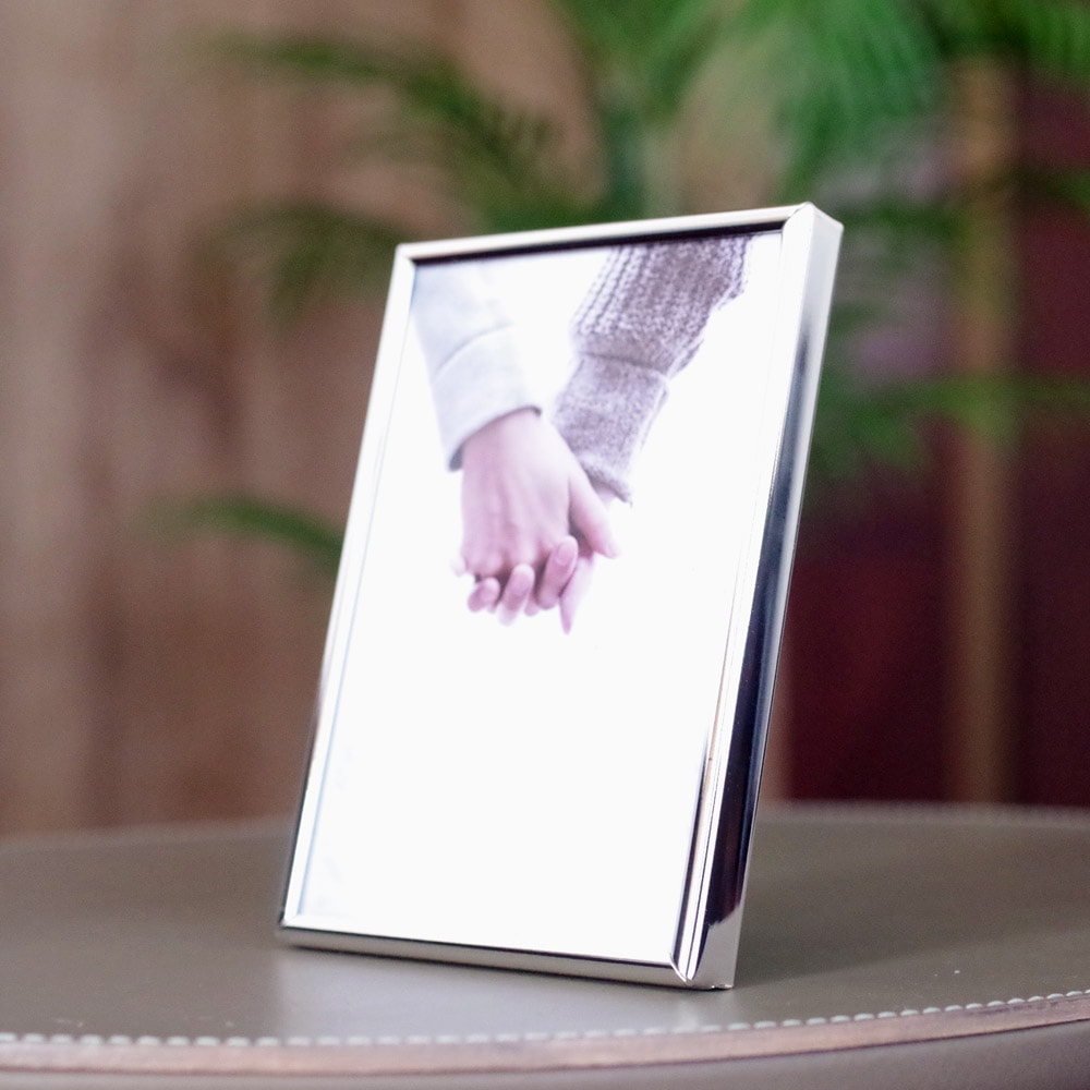 その他手元供養品,フォトフレームシンプルなシルバーフレーム