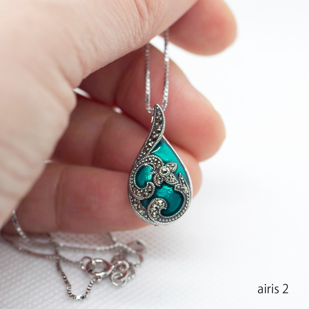 MURANO OPALINE FERRO ハイエナメル ハンドペイント 宝石箱 アフガニスタン産バイカラートルマリン（通称名：バイカラールベライト