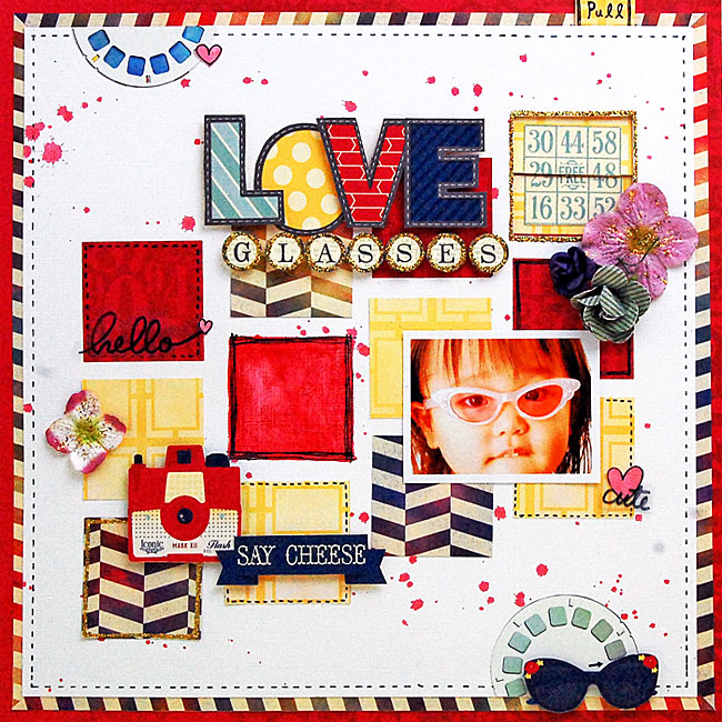 ラブメモ びっくり小窓のクール可愛いレイアウト Love Glasses ラブメモアカデミー キット スクラップブッキング通販メモリープレイス