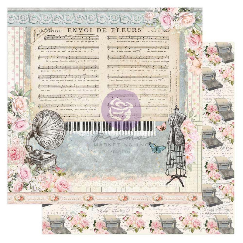 ��50%OFF��PR-999735 French Blue Collection 12x12 Sheet - Vintage Gramophone��B-13-9