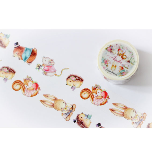 MP-60015 Washi Tape Forest Friends characters 25mm x 10m