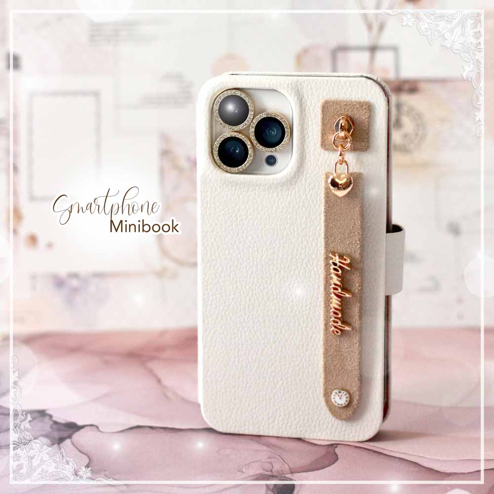 ޤʪSmartphone Minibook Leather White/Ivory-åȸꥪꥸʥڡѡåץܡɡ쥯ȥ٥դ-