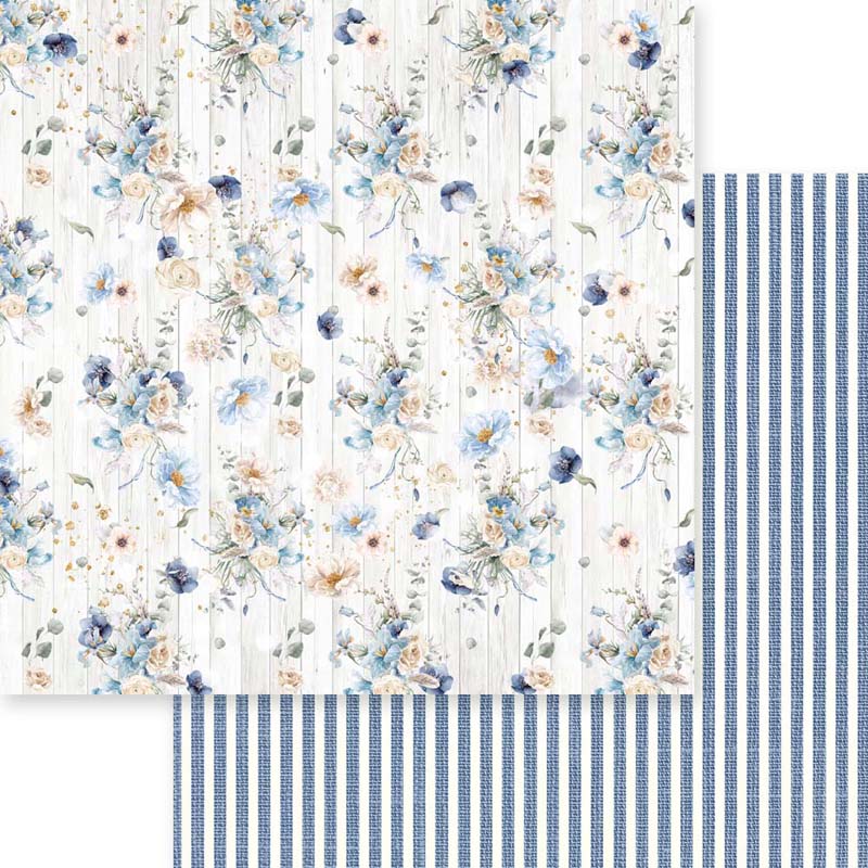 MP-60902 Dusty Blue Floral 12x12 Delicate Blossom