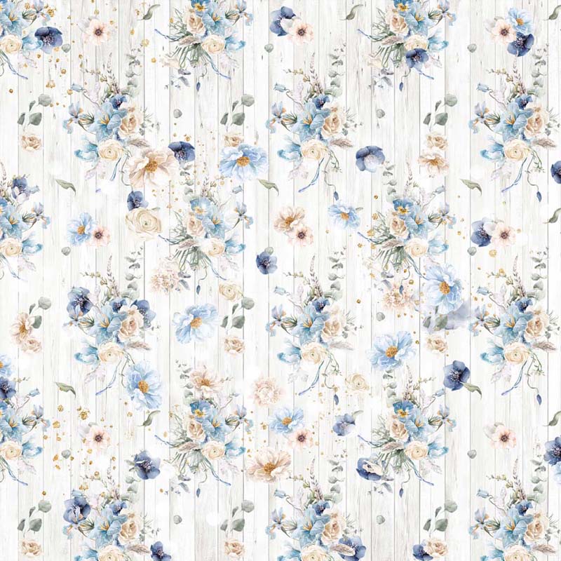 MP-60902 Dusty Blue Floral 12x12 Delicate Blossom