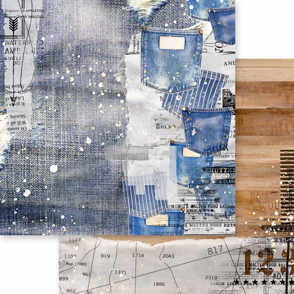 MP-61587  Industrial Chic Faded Blues 12x12