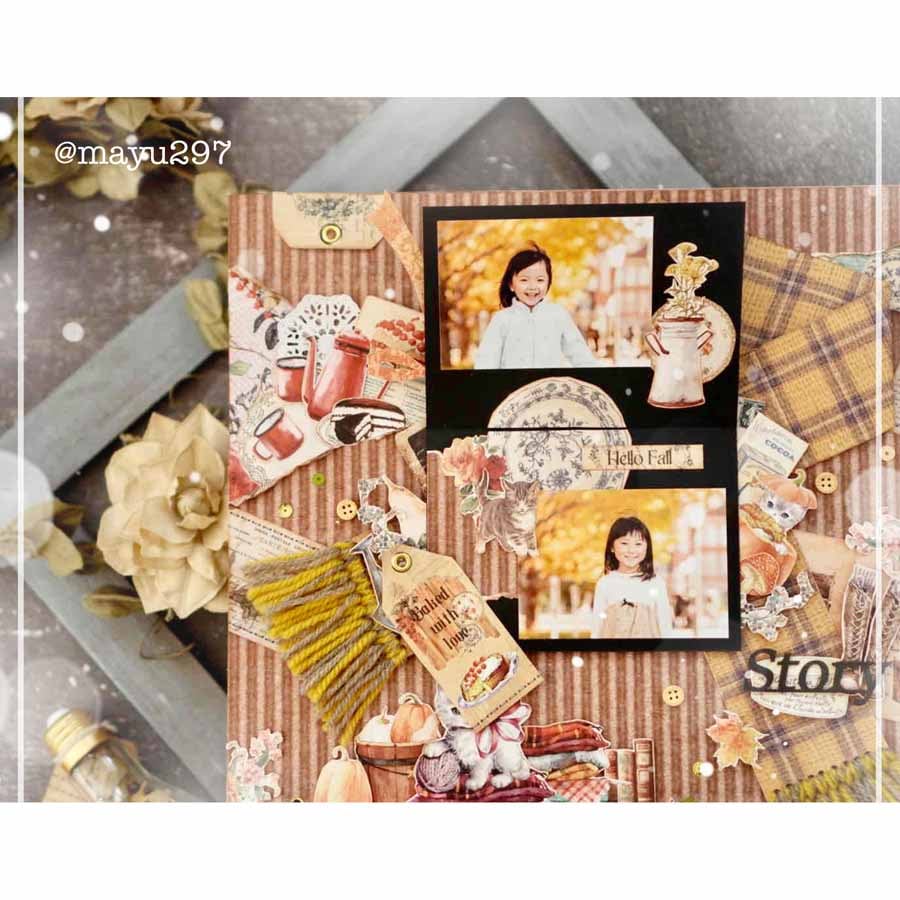 Mp Mayu 平井麻有子 マフラーが可愛い秋色レイアウト クリエーターズフェスティバルfall 22 10 19 13 00より開催 スクラップブッキング通販メモリープレイス