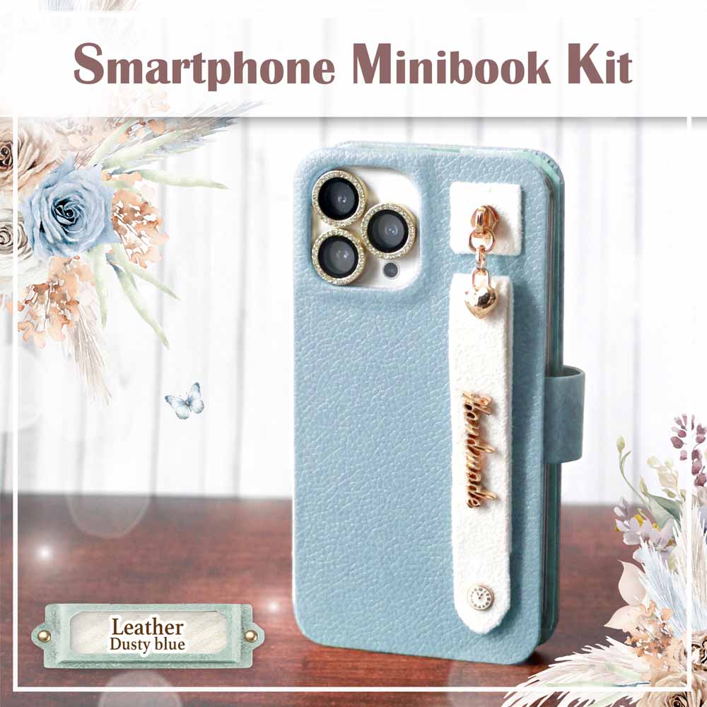 ޤʪSmartphone Minibook Leather Dusty Blue-åȸꥪꥸʥڡѡåץܡɡ쥯ȥ٥դ-