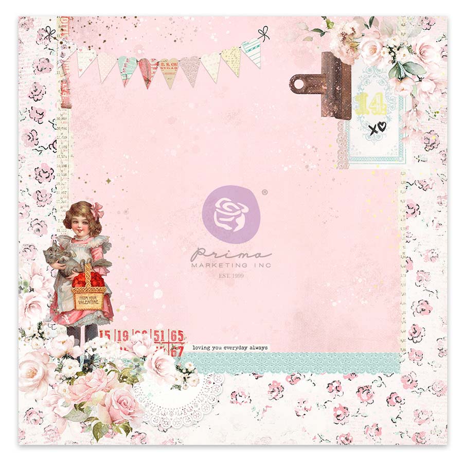 50%OFF SALEPR-999254 Love Notes Collection 12x12 Sheet - Valentine Bunting