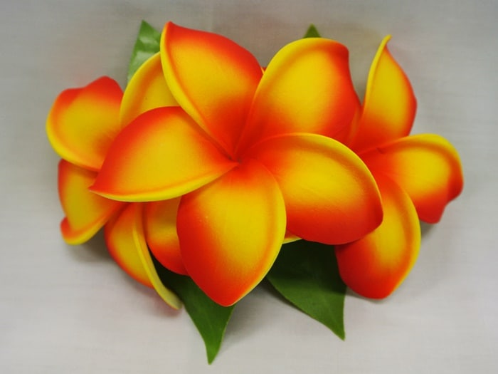 ナニプルメリア ヘアクリップ（3個付）［レッドイエロー］