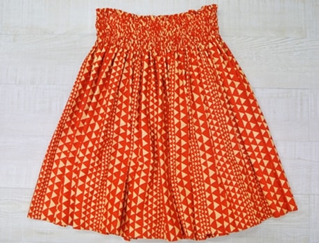 オリジナルパウスカート3.6ｍパウスカート75cm丈　Kapa Kuahiwi カパ クアヒヴィ 　［トマトレッド］　綿100％