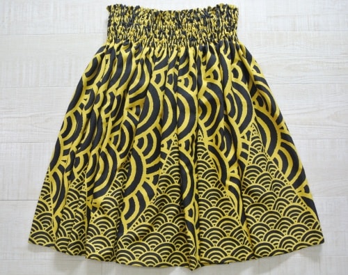 オリジナルパウスカート3.6ｍ70cm丈　Kapa nalu Iapana カパ ナル イアパナ　[ブラック／マスタード]