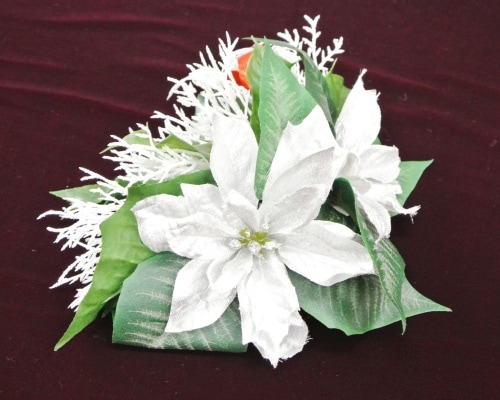 【プレミアムヘアクリップ】サンゴとシルバーフラワー